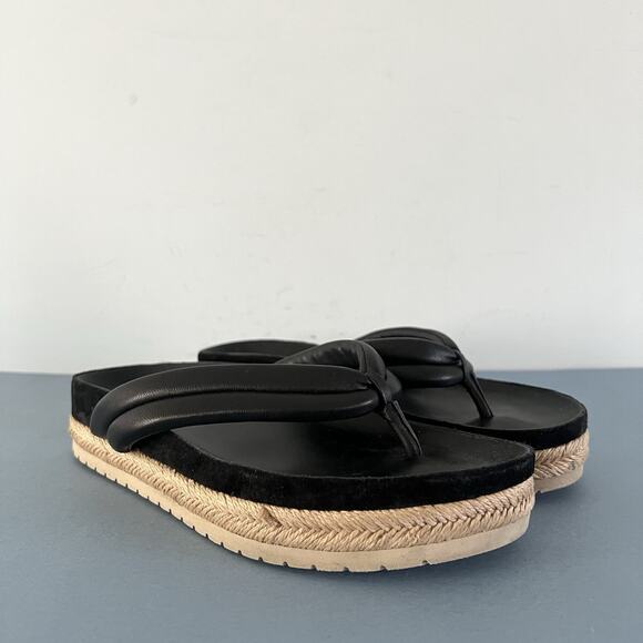 Vince Forest Black Espadrille Thong Platform Slide Sandals - Picture 2 of 10